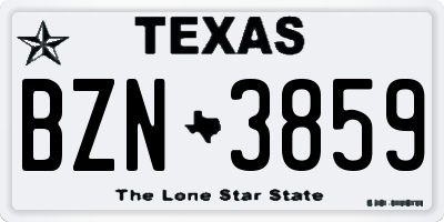 TX license plate BZN3859