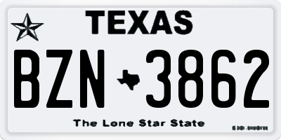 TX license plate BZN3862