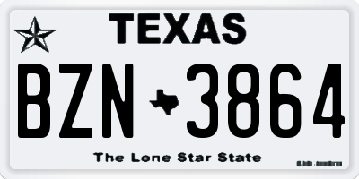 TX license plate BZN3864