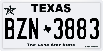 TX license plate BZN3883