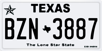 TX license plate BZN3887