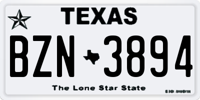 TX license plate BZN3894