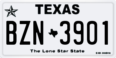 TX license plate BZN3901