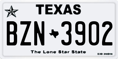 TX license plate BZN3902