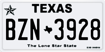 TX license plate BZN3928