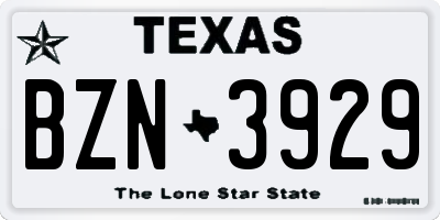 TX license plate BZN3929