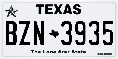 TX license plate BZN3935