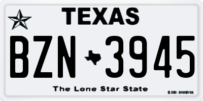 TX license plate BZN3945