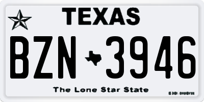 TX license plate BZN3946