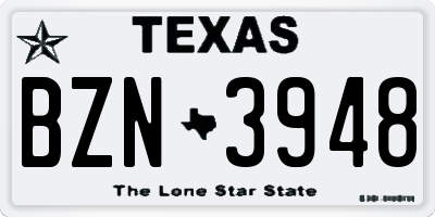 TX license plate BZN3948