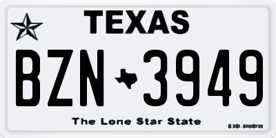 TX license plate BZN3949