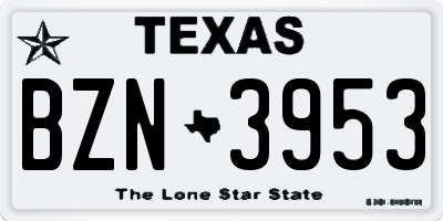 TX license plate BZN3953