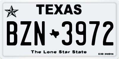 TX license plate BZN3972