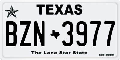 TX license plate BZN3977