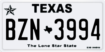 TX license plate BZN3994