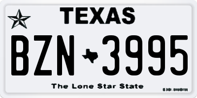 TX license plate BZN3995