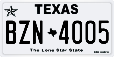 TX license plate BZN4005