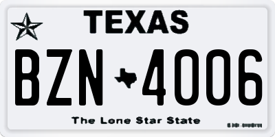 TX license plate BZN4006