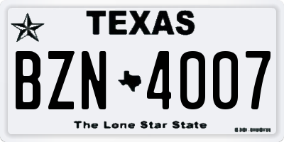 TX license plate BZN4007