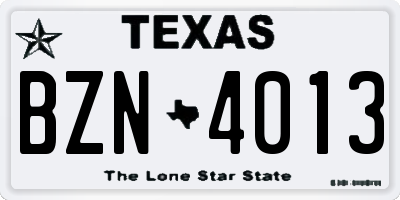 TX license plate BZN4013
