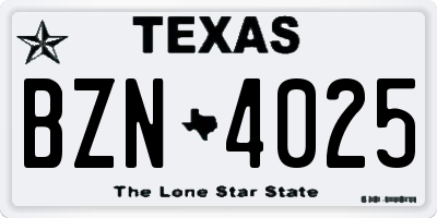 TX license plate BZN4025