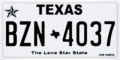 TX license plate BZN4037