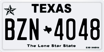 TX license plate BZN4048