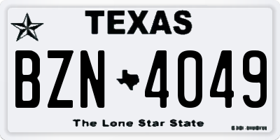 TX license plate BZN4049