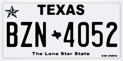 TX license plate BZN4052