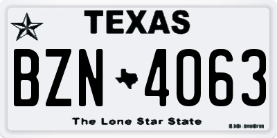 TX license plate BZN4063