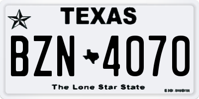 TX license plate BZN4070