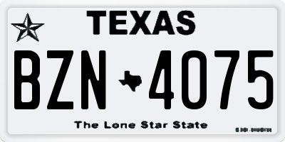 TX license plate BZN4075