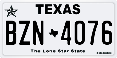 TX license plate BZN4076
