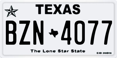 TX license plate BZN4077