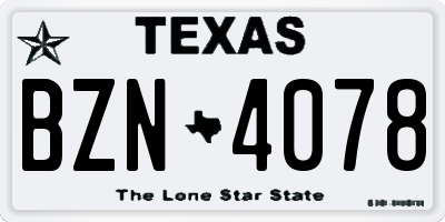TX license plate BZN4078