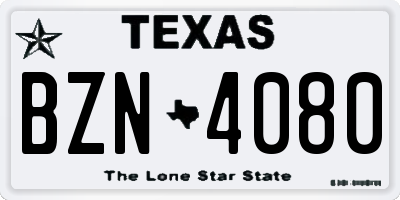 TX license plate BZN4080