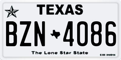 TX license plate BZN4086