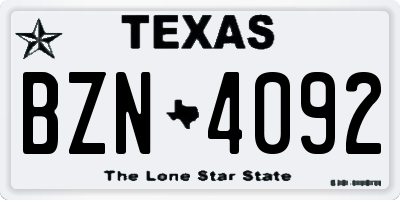 TX license plate BZN4092