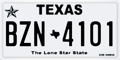 TX license plate BZN4101
