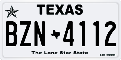 TX license plate BZN4112