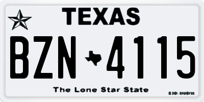 TX license plate BZN4115