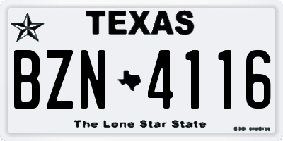 TX license plate BZN4116