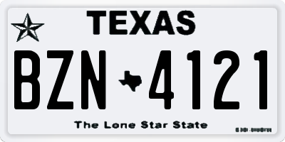 TX license plate BZN4121
