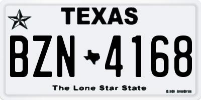 TX license plate BZN4168