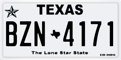 TX license plate BZN4171