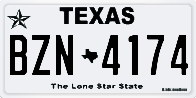 TX license plate BZN4174