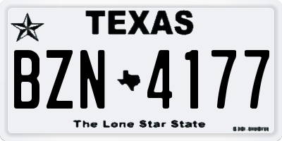 TX license plate BZN4177