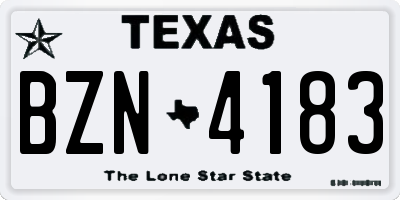 TX license plate BZN4183