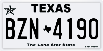 TX license plate BZN4190