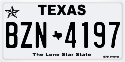 TX license plate BZN4197